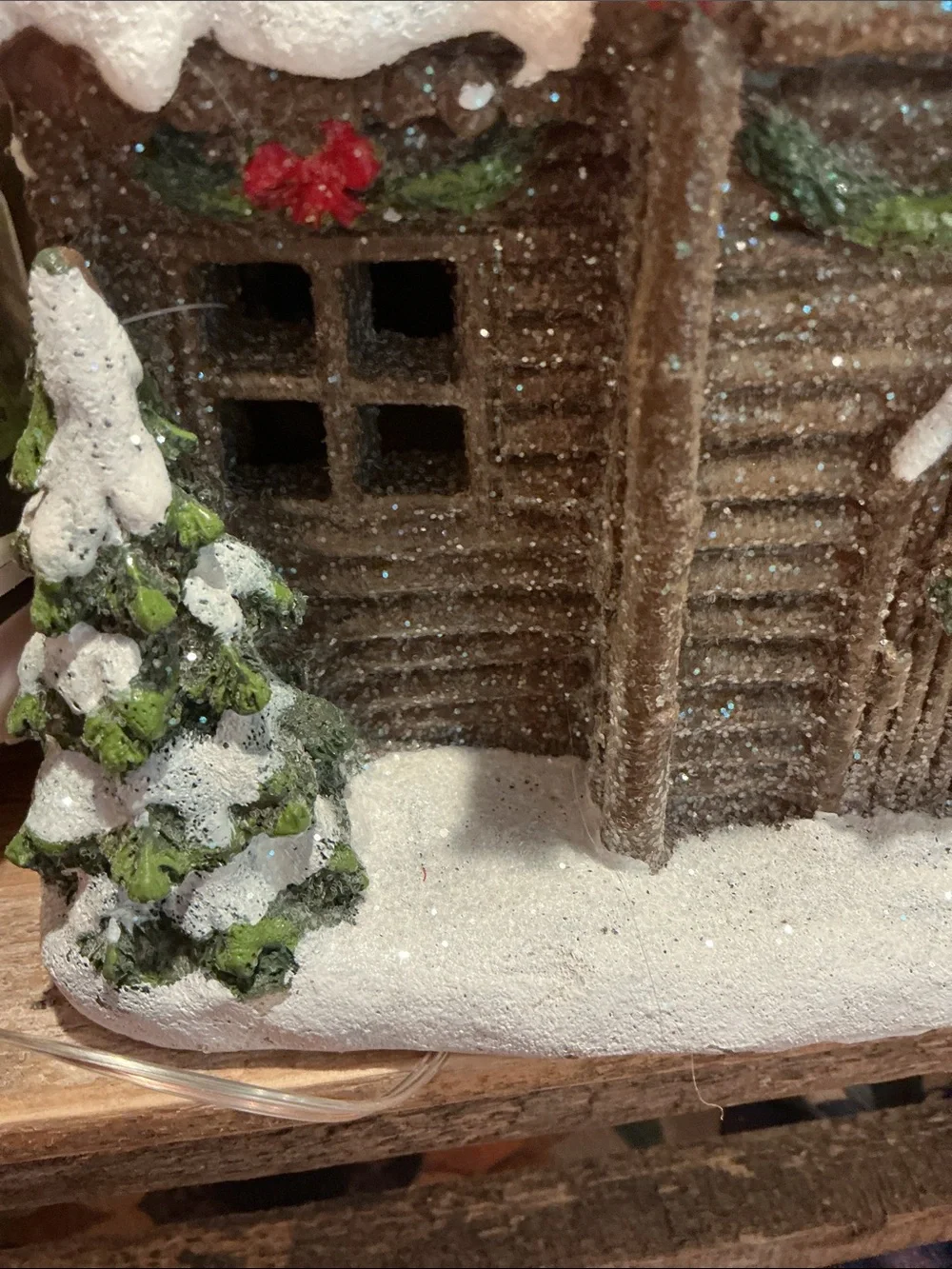Light Up Glitter Log Cabin House Tabletop Decor